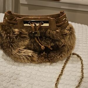 Olivia And Ivy Luxurious Brown Faux Fur Women's Bag